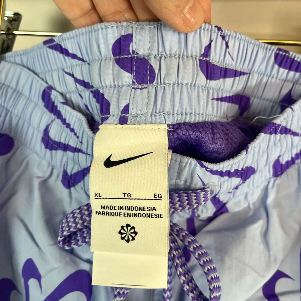 Nike men’s blue and‎ purple check logo lined swim trunks size XL